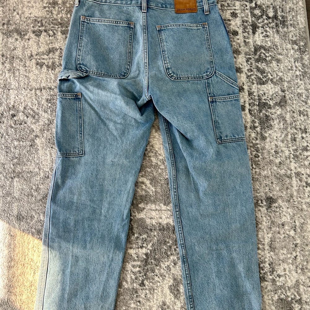 Denim Forum Light Blue High-Rise Carpenter Jeans - Picture 10 of 12
